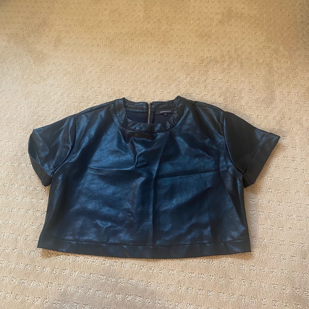 Black leather zip up top